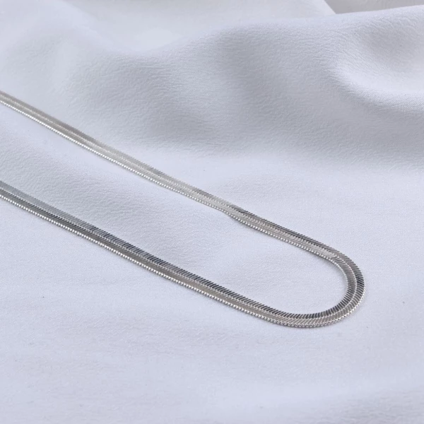 Colar Malha Fita 4mm | Banho De Prata