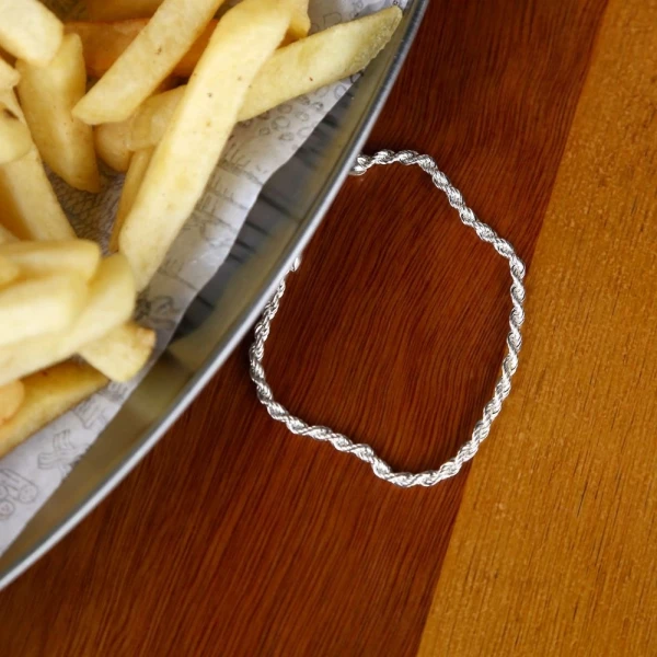 Pulseira Cordão Baiano Prata