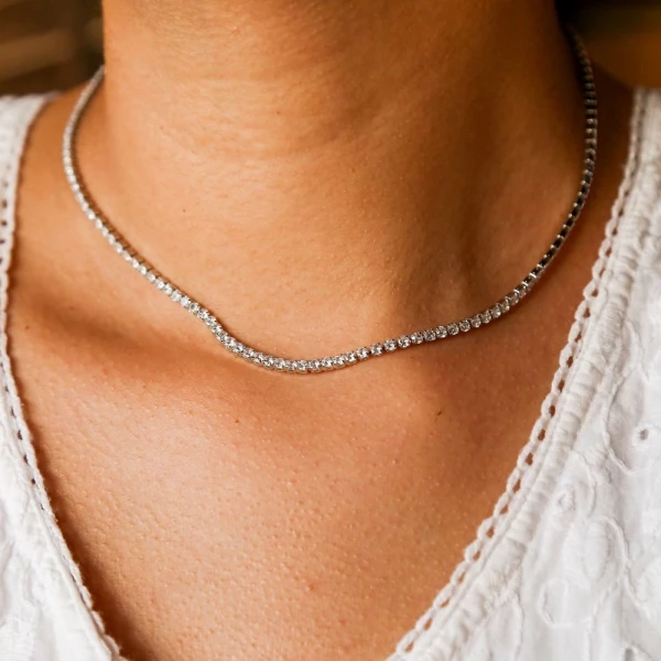Choker Riviera Cristal que Não Vira de 2,5mm